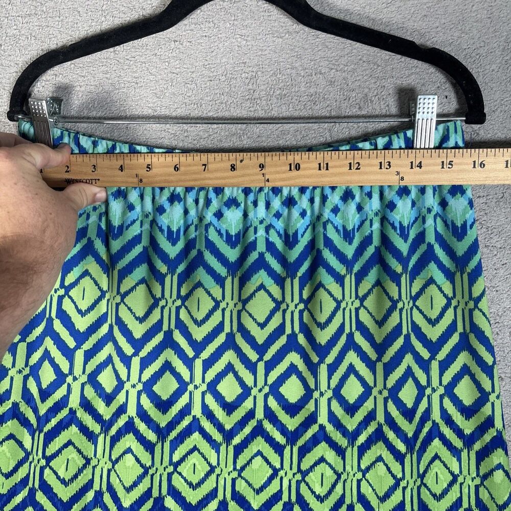 Chicos Women's Size 8 (1) Maxi Skirt Elastic Waist Blue Green Resort Cruise Wear - Picture 5 of 12